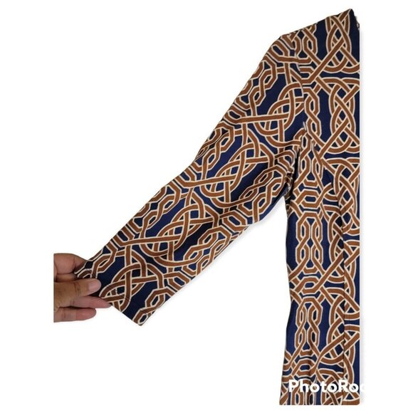 J. McLaughlin Navy And Brown Print Stretch Dress Size XS - Picture 4 of 6